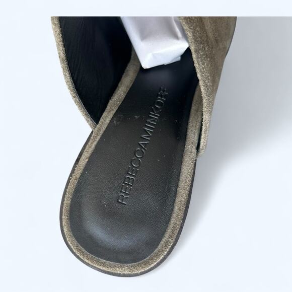 Rebecca Minkoff Green Suede Block Heel Studded Mule Shoe Women's size 6.5 M Fall - Picture 7 of 12